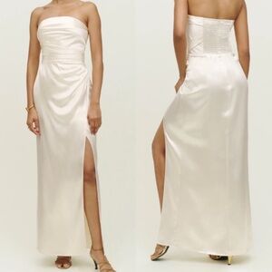 NEW Reformation Barrow Silk Dress Ivory